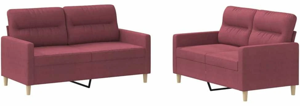 Sofa Sofos komplektas su pagalvėlėmis, 2 dalių, vyno, audinys