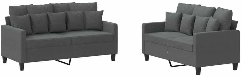 Sofa Sofos komplektas su pagalvėlėmis, 2 dalių, pilkas, audinys