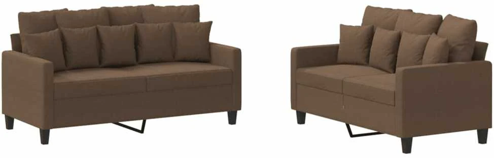 Sofa Sofos komplektas su pagalvėlėmis, 2 dalių, rudas, audinys