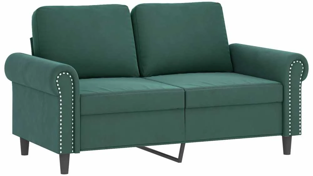 Sofa Sofos komplektas su pagalvėlėmis, 2 dalių, žalias, aksomas
