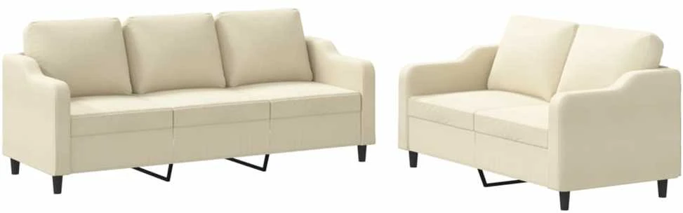Sofa Sofos komplektas su pagalvėlėmis, 2 dalių, kreminis, audinys