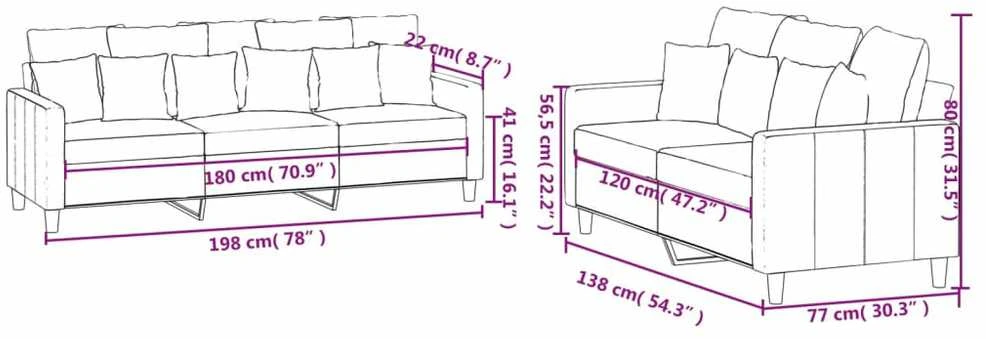 Sofa Sofos komplektas su pagalvėlėmis, 2 dalių, žalias, aksomas