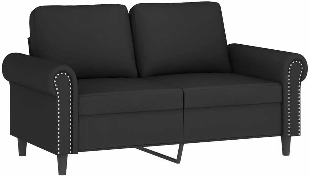 Sofa Sofos komplektas su pagalvėlėmis, 2 dalių, juodas, aksomas