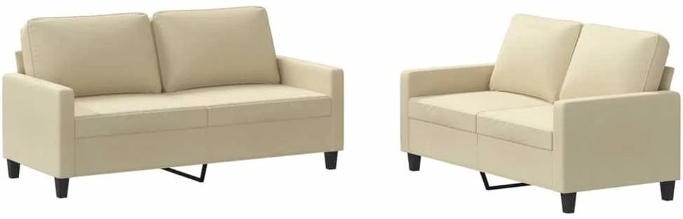 Sofa Sofos komplektas su pagalvėlėmis, 2 dalių, kreminis, audinys