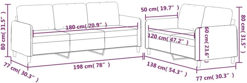 Sofa Sofos komplektas su pagalvėlėmis, 2 dalių, kreminis, audinys