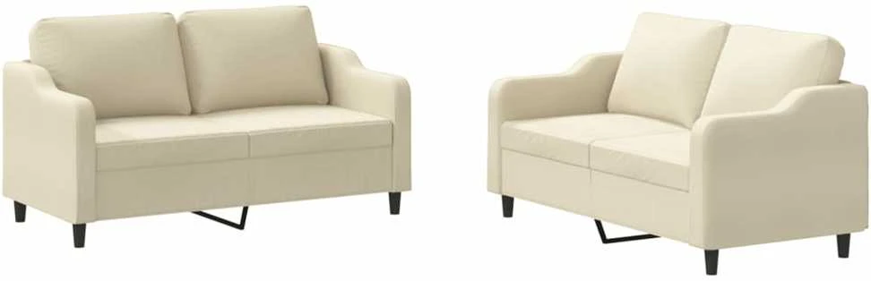 Sofa Sofos komplektas su pagalvėlėmis, 2 dalių, kreminis, audinys