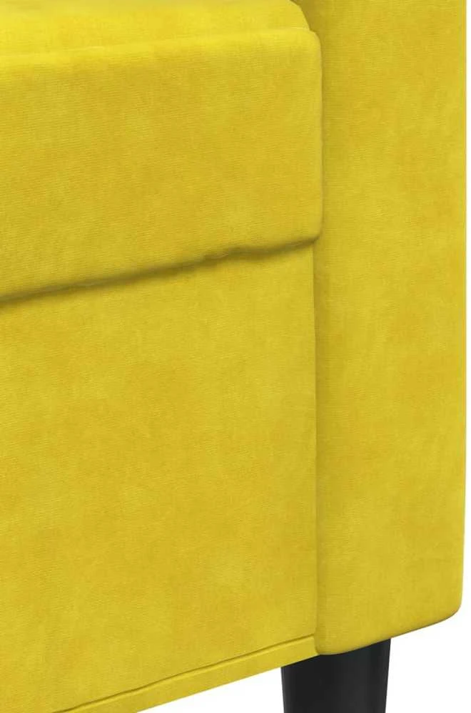 Sofa Sofos komplektas su pagalvėlėmis, 2 dalių, geltonas, aksomas