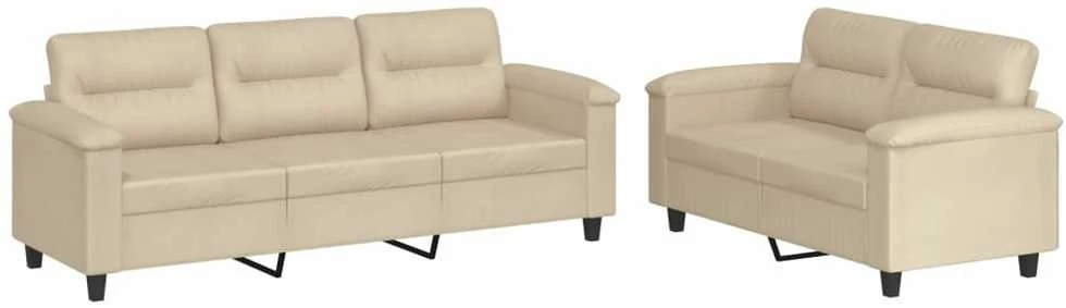 Sofa Sofos komplektas su pagalvėlėmis, 2 dalių, kreminis, audinys