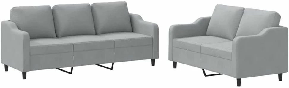 Sofa Sofos komplektas su pagalvėlėmis, 2 dalių, pilkas, audinys