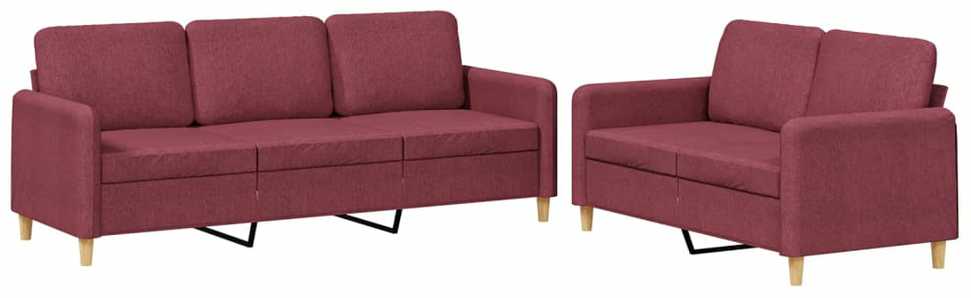 Sofa Sofos komplektas su pagalvėlėmis, 2 dalių, vyno, audinys