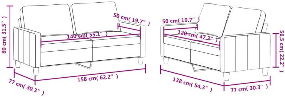 Sofa Sofos komplektas su pagalvėlėmis, 2 dalių, juodas, dirbtinė oda