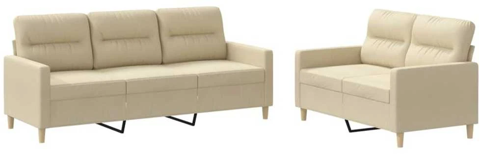 Sofa Sofos komplektas su pagalvėlėmis, 2 dalių, kreminis, audinys