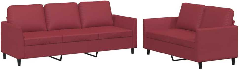Sofa Sofos komplektas su pagalvėlėmis, 2 dalių, vyno, dirbtinė oda