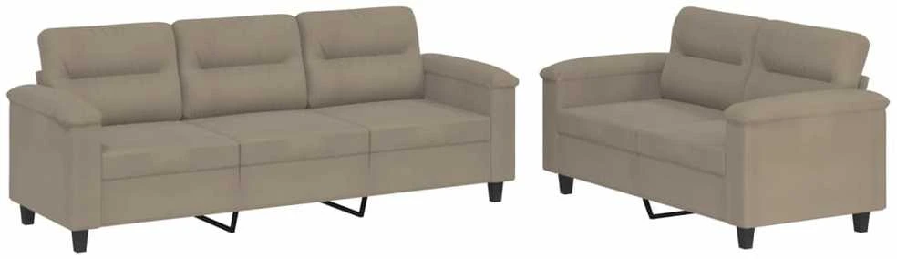 Sofa Sofos komplektas su pagalvėlėmis, 2 dalių, taupe, audinys