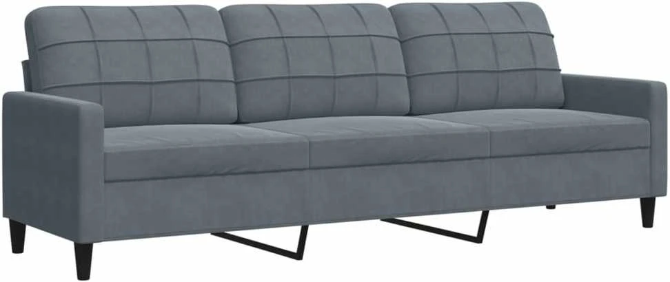 Sofa Sofos komplektas su pagalvėlėmis, 2 dalių, pilkas, aksomas