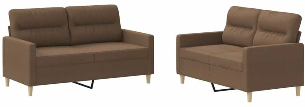 Sofa Sofos komplektas su pagalvėlėmis, 2 dalių, rudas, audinys