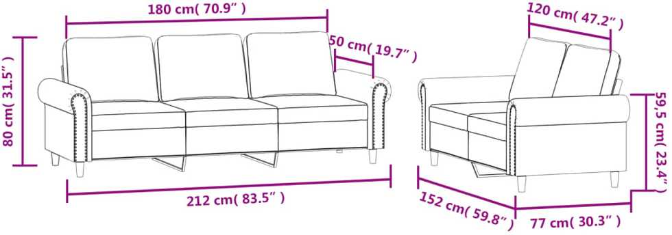 Sofa Sofos komplektas su pagalvėlėmis, 2 dalių, geltonas, aksomas