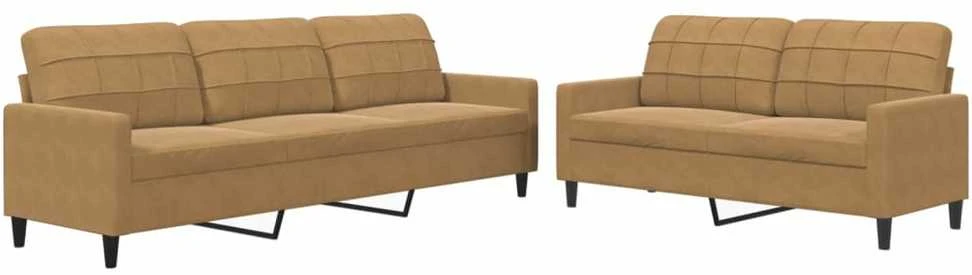 Sofa Sofos komplektas su pagalvėlėmis, 2 dalių, rudas, aksomas