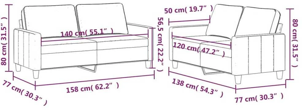 Sofa Sofos komplektas su pagalvėlėmis, 2 dalių, mėlynas, aksomas