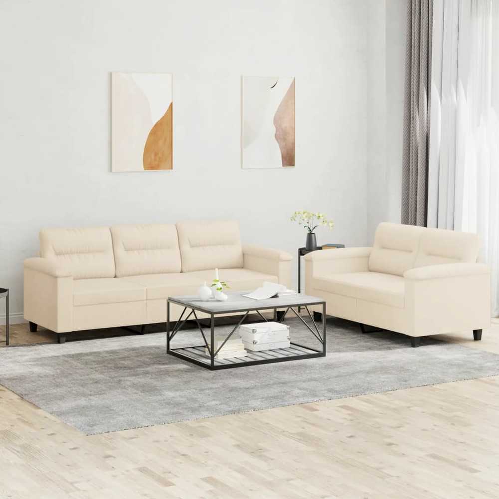 Sofa Sofos komplektas su pagalvėlėmis, 2 dalių, smėlio, audinys