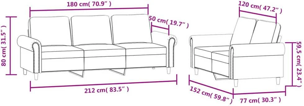 Sofa Sofos komplektas su pagalvėlėmis, 2 dalių, žalias, aksomas