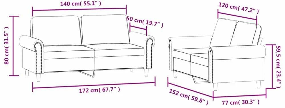 Sofa Sofos komplektas su pagalvėlėmis, 2 dalių, juodas, aksomas