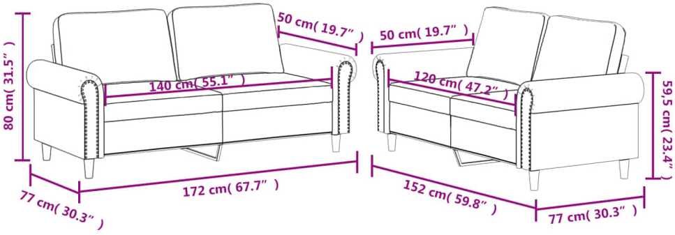 Sofa Sofos komplektas su pagalvėlėmis, 2 dalių, pilkas, dirbtinė oda