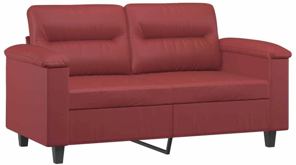 Sofa Sofos komplektas su pagalvėlėmis, 2 dalių, vyno, dirbtinė oda
