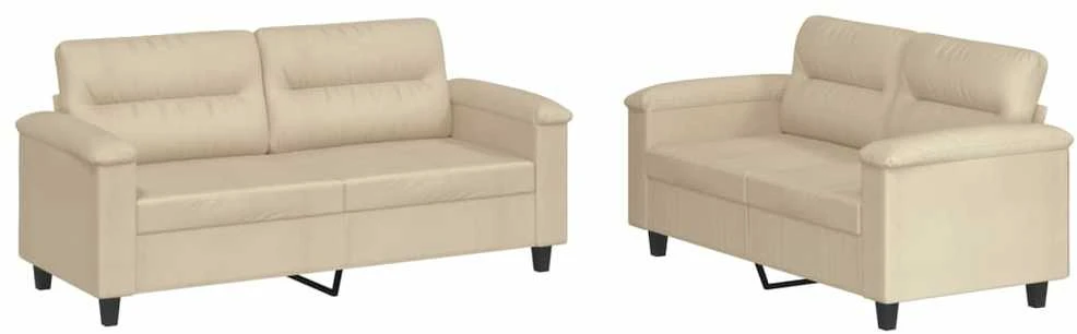 Sofa Sofos komplektas su pagalvėlėmis, 2 dalių, kreminis, audinys