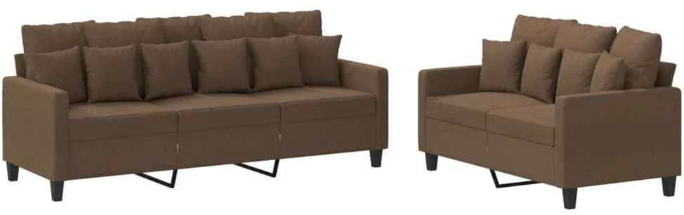 Sofa Sofos komplektas su pagalvėlėmis, 2 dalių, rudas, audinys