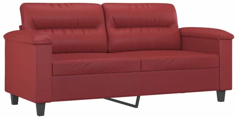 Sofa Sofos komplektas su pagalvėlėmis, 2 dalių, vyno, dirbtinė oda
