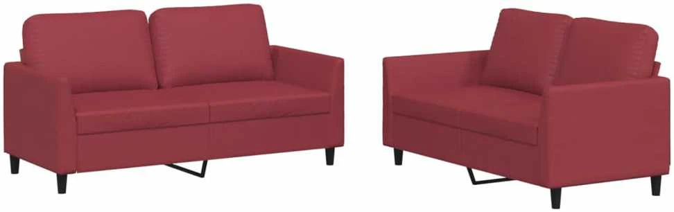 Sofa Sofos komplektas su pagalvėlėmis, 2 dalių, vyno, dirbtinė oda