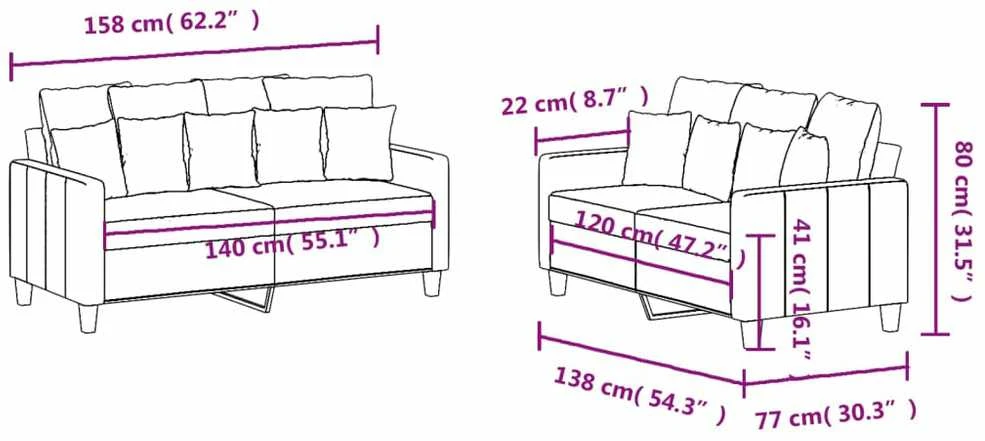 Sofa Sofos komplektas su pagalvėlėmis, 2 dalių, rudas, audinys