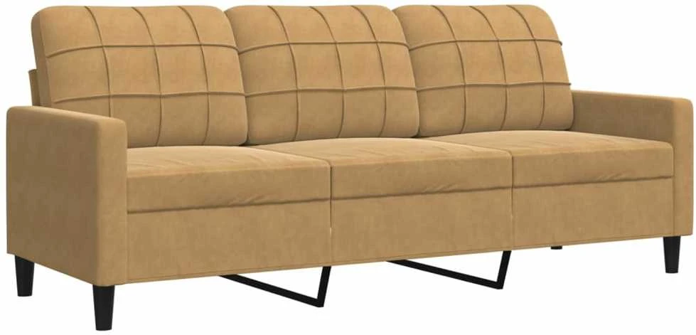 Sofa Sofos komplektas su pagalvėlėmis, 2 dalių, rudas, aksomas