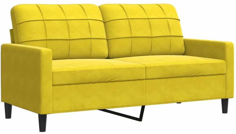 Sofa Sofos komplektas su pagalvėlėmis, 2 dalių, geltonas, aksomas