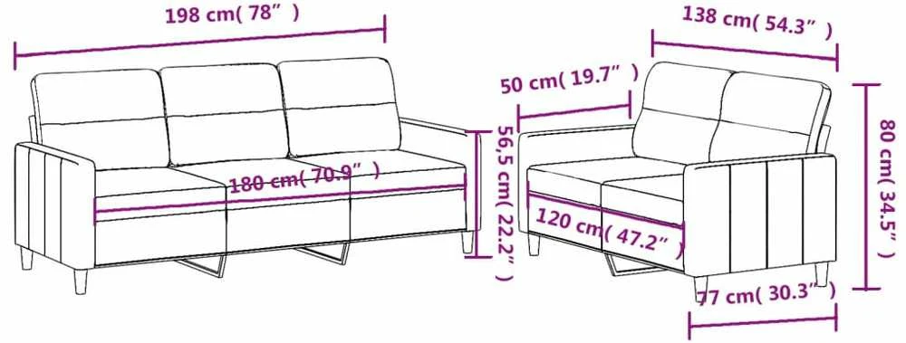 Sofa Sofos komplektas su pagalvėlėmis, 2 dalių, taupe, audinys