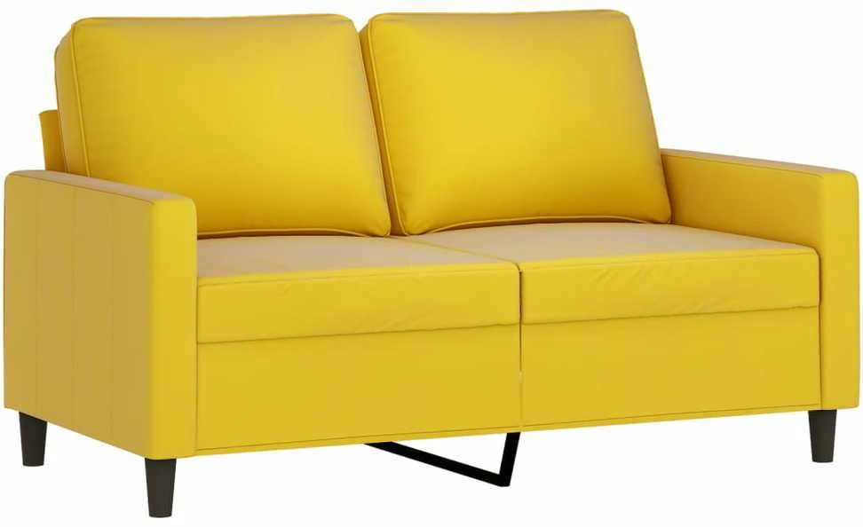 Sofa Sofos komplektas su pagalvėlėmis, 2 dalių, geltonas, aksomas