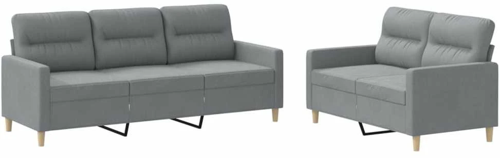 Sofa Sofos komplektas su pagalvėlėmis, 2 dalių, pilkas, audinys