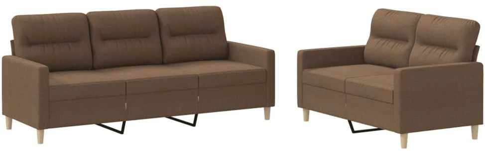 Sofa Sofos komplektas su pagalvėlėmis, 2 dalių, rudas, audinys