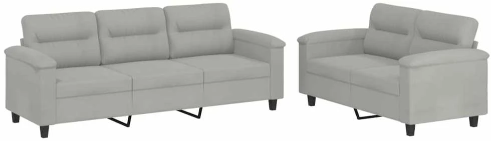 Sofa Sofos komplektas su pagalvėlėmis, 2 dalių, pilkas, audinys