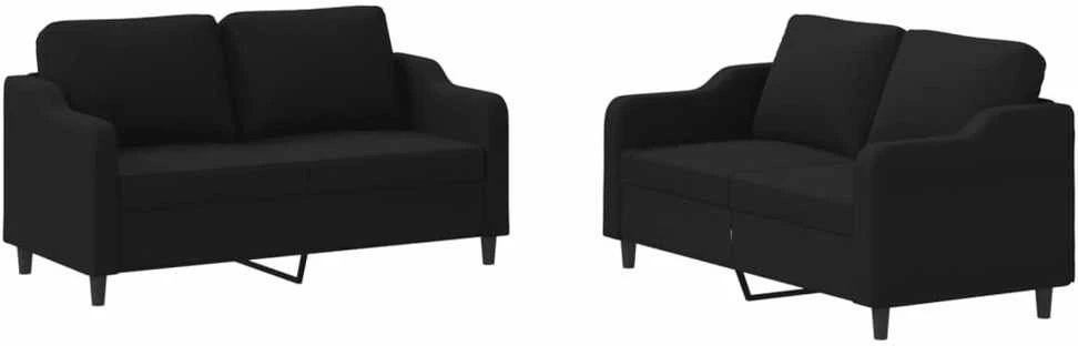 Sofa Sofos komplektas su pagalvėlėmis, 2 dalių, juodas, audinys