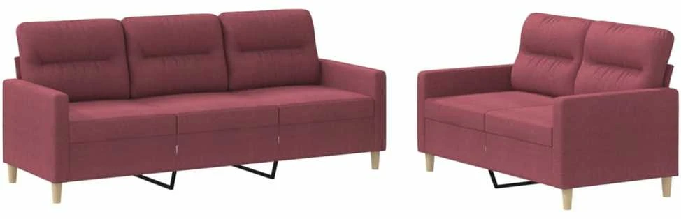 Sofa Sofos komplektas su pagalvėlėmis, 2 dalių, vyno, audinys