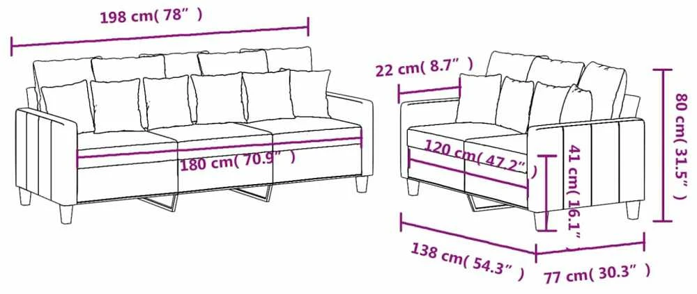 Sofa Sofos komplektas su pagalvėlėmis, 2 dalių, juodas, audinys