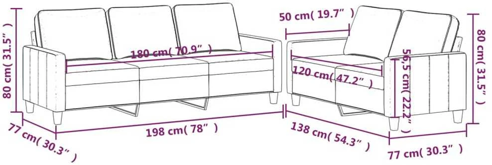 Sofa Sofos komplektas su pagalvėlėmis, 2 dalių, mėlynas, aksomas