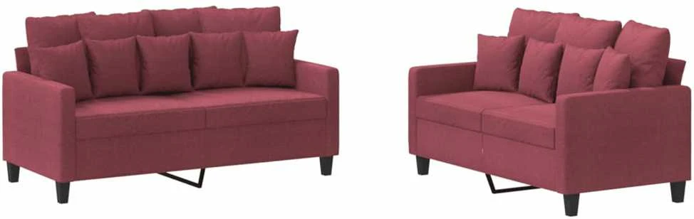 Sofa Sofos komplektas su pagalvėlėmis, 2 dalių, vyno, audinys