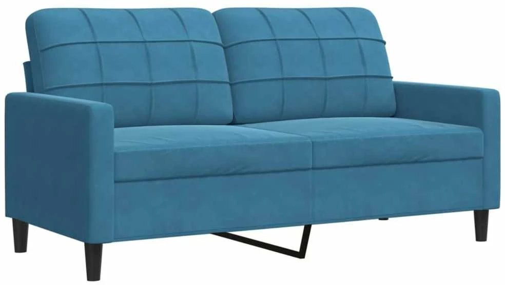 Sofa Sofos komplektas su pagalvėlėmis, 2 dalių, mėlynas, aksomas