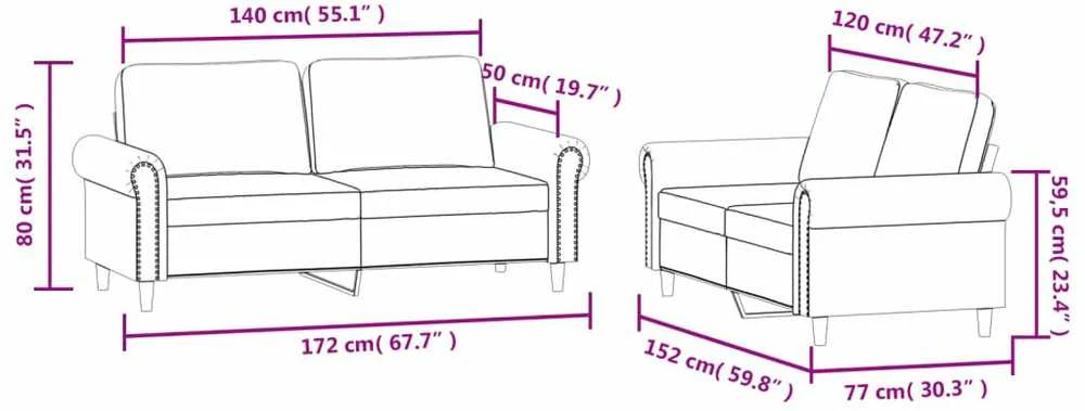 Sofa Sofos komplektas su pagalvėlėmis, 2 dalių, vyno, aksomas