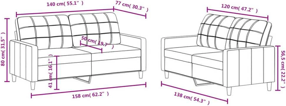 Sofa Sofos komplektas su pagalvėlėmis, 2 dalių, geltonas, audinys