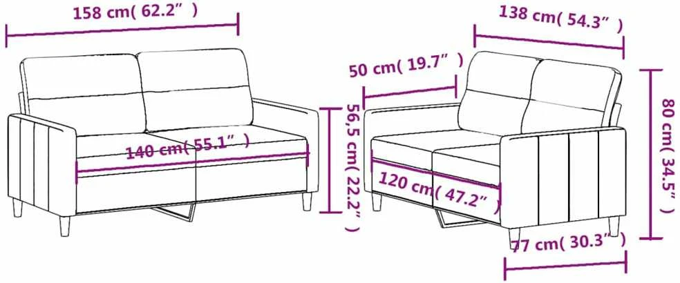 Sofa Sofos komplektas su pagalvėlėmis, 2 dalių, juodas, audinys