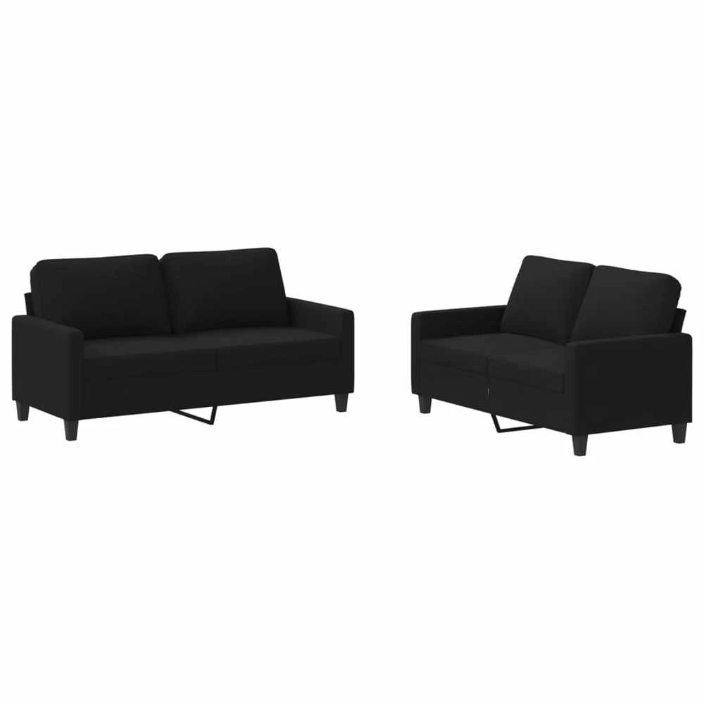Sofa Sofos komplektas su pagalvėlėmis, 2 dalių, juodas, audinys